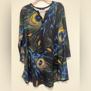 Lily Multicolor Peacock Pattern Tunic